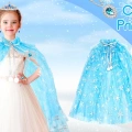 Karlar Ülkesi Elsa Frozen Mavi Pelerin – 80 Cm Kar Desenli Çocuk Pelerini ( Taç Hariç )