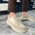 KB-703 Kuback Bej Süet Lastikli Günlük Erkek Ayakkabı
