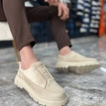 KB-703 Kuback Bej Süet Lastikli Günlük Erkek Ayakkabı