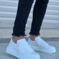 KB-X502  Kuback Beyaz Cilt Yüksek Beyaz Taban Bağcık Detaylı Lastikli Günlük Erkek Ayakkabı
