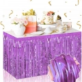 Kendinden Yapışkanlı Mor Metalize Püsküllü Masa Eteği