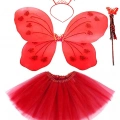 Kırmızı Kelebek Kostümü - Kostüm Aksesuar Seti 4 Parça