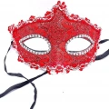 Kırmızı Renk Gözler Kristal Taşlı Dantelli Parti Maskesi