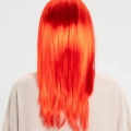 Kırmızı Renk Uzun Düz Parti Peruğu
