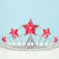 Kırmızı Yıldız Taşlı Plastik Elsa Tacı Çocuk Boy