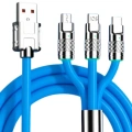 Kutulu  3 Şarj Aleti 1 Arada Çinko Alaşım Hızlı Şarj Kablosu Mavi 3 in 1