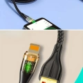 Led Işık Uçlu Sağlam İp Kablolu USB to Lightning Hızlı Şarj Kablosu
