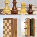 Mıknatıs Taşlı Ahşap Katlanabilir Kutulu Satranç Oyunu 12.5 Cm