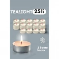 Tealight Mum 25 Adet - Kokusuz Dekoratif Mum