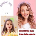 Mor Renk Kristal Taşlı Parlak Birthday Girl Yazılı Taç