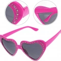 Pembe Kalp Taşlı Parti Gözlüğü