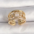 Pirinç Gold Renk Ayarlanabilir Zirkon Taşlı Gemici Düğümü Model Kadın Yüzük