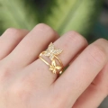 Pirinç Gold Renk Ayarlanabilir Zirkon Taşlı Kelebek Yüzük