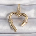 Pirinç Gold Renk Zirkon Taş Detaylı Kalp Figür Ajda Charm