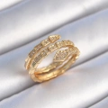 Pirinç Gold Renk Zirkon Taşlı Yılan Model Kadın Yüzük