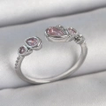 Pirinç Gümüş Renk Pembe Damla Zirkon Taşlı Ayarlanabilir Model Kadın Yüzük