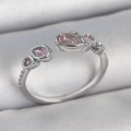 Pirinç Gümüş Renk Pembe Damla Zirkon Taşlı Ayarlanabilir Model Kadın Yüzük