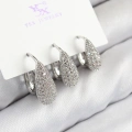 Pirinç Zirkon Taşlı 3lü Damla Model Gümüş Renk Kadın Küpe