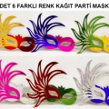 Rengarenk Kağıt Parti Balo Maskesi 6 Adet