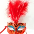 Renkli Tüylü Venedik Parti Maskesi Karışık Renk 12 Adet