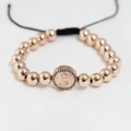 Rose Renk Çelik Zirkon Objeli Asansörlü Bileklik