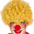 Sarı Renk Kıvırcık Afro Bonus Peruk Takma Saç Ve Kırmızı Burun Seti
