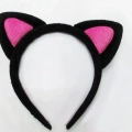 Sevimli Kedi Kulak Pofuduk Kedi Taç Siyah İçi Şeker Fuşya Renk 17x15 Cm