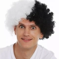 Siyah Beyaz Kıvırcık Afro Bonus Taraftar Peruğu