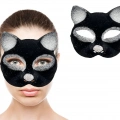 Siyah Gümüş Simli Kedi Maskesi