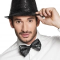 Siyah Payetli Şapka Ve Papyon Seti – Parıltılı Yetişkin Kostüm Seti