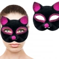 Siyah Renk Fuşya Simli Süet Kaplama Kedi Maskesi 18x14 Cm