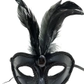 Siyah Renk Rugan Kaplama Siyah Tüylü Parti Maskesi 18x20 Cm