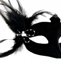 Siyah Süet Tüylü Beyaz İncili Parti Maskesi