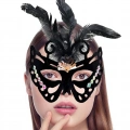 Siyah Süet Tüylü Kelebek Figür Parti Maskesi