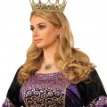 Taşlı Rönesans Kostümlü Kraliyet Ortaçağ Altın Kraliçe Prenses Tacı