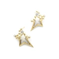 Taşlı Yıldız Küpe - Altın