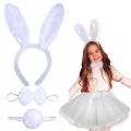 Tavşan Tacı Eteği Papyonu Ve Kuyruk Kostüm Seti Beyaz Renk Çocuk Boy