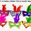 Tüylü Kağıt Karnaval Maskesi (639lı Set)