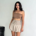 ÇOK SATAN  Ayrobin Şortlu Etek - Bej -