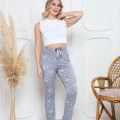 Viskon likralı alt pijama gri üzerine pembe kelebek baskı desenli q6018