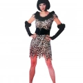 Yetişkin Bayan Leopar Kostümü  - Kedi Kız Kostümü - Taş Devri Kostümü