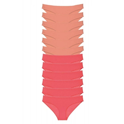 12 adet Eko Set Likralı Kadın Slip Külot Pudra Fuşya