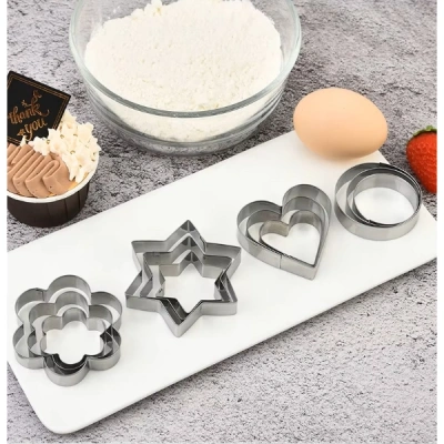 12 Adet Paslanmaz Çelik Kurabiye Kalıbı Seti