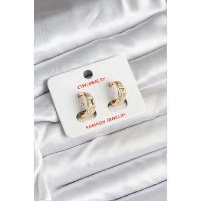 14K Gold Renk Kaplama Lazer Halka CM Kadın Küpe