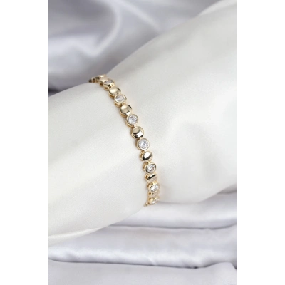 14K Gold Renk Kaplama Zirkon Taşlı CM Kadın Bileklik