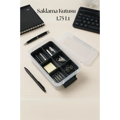 1,75 L Şeffaf Saklama Kutusu & Organizer Düzenleme Kutusu