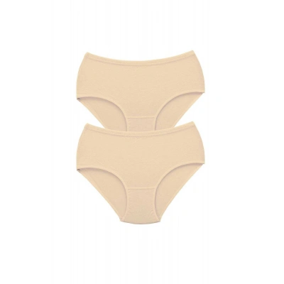 2 Adet Tutku Kadın Yüksek Bel Bato Kalın Lastik Külot Ten