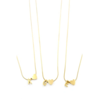 24lü Kalp Harf Kolye - Altın