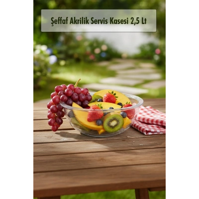 2,5 Lt Şeffaf Akrilik Servis Kasesi ve Karıştırma Kabı