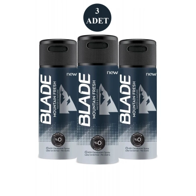 3 Adet Mountain Fresh Erkek Deodorant 150ml Leke Bırakmaz